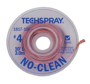 Techspray No-Clean Desoldering Braid, 10ft Reel, Blue