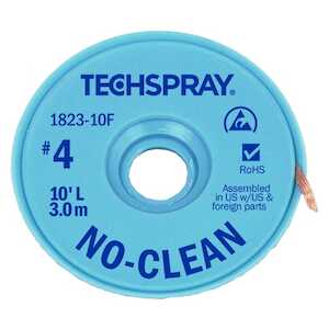 Techspray No-Clean Desoldering Braid, 10ft Reel, Blue