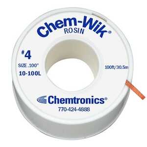 Chemtronics Chem-Wik Rosin Flux Desoldering Wick, 100 ft, Blue
