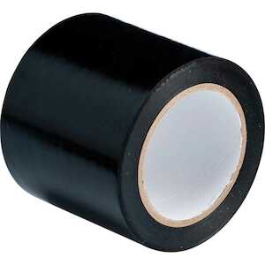 Brady Floor Tape, Abrasion Resistant Vinyl, Solid Black, 4"
