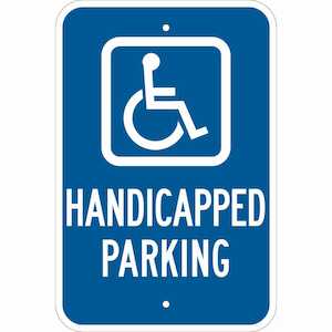 Brady Handicapped Parking Sign, 18" H x 12" W, Aluminum