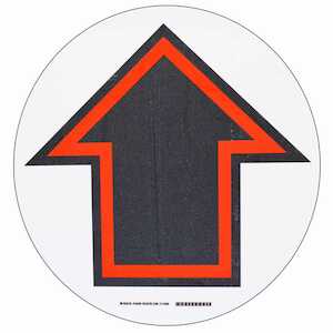 Brady Arrow Floor Sign, 17" Dia, Polyester