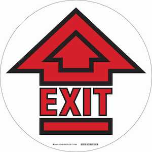 Brady Exit Floor Sign, 17" Dia, Polyester