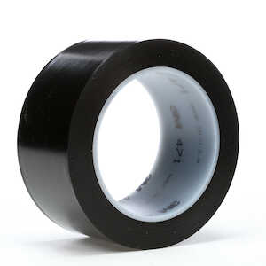 3M Vinyl Tape 471, Black, 1/2" x 36 yd, 5.2 mil, 72 Rolls/Case