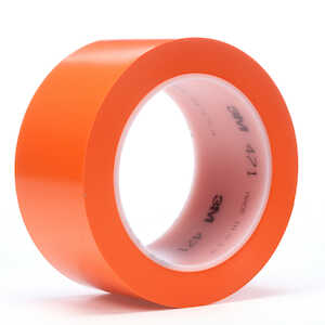 3M Vinyl Tape 471, Orange, 1/4" x 36 yd, 5.2 mil, 144 Rolls/Case