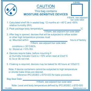 SCS IPC/JEDEC J-STD-020 Moisture Sensitive Caution Label, 4" x 4", 100/Roll