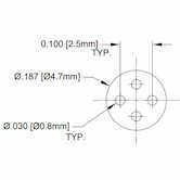 Bivar Perm-O-Pad Component Mount, .187" Dia, .032" Thickness, 4 Leads, White