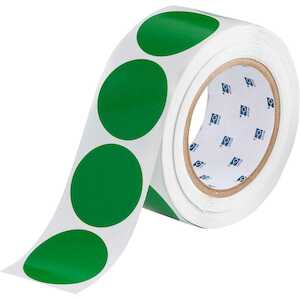 Brady Aisle Floor Tape Dots, Adhesive Vinyl, Solid Green, 2"