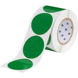 Brady Aisle Floor Tape Dots, Adhesive Vinyl, Solid Green, 3"