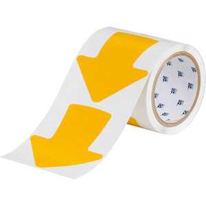 Brady Aisle Floor Tape Arrows, Adhesive Vinyl, Solid Yellow, 4"