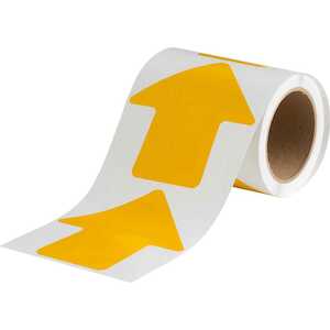 Brady Aisle Floor Tape Arrows, Adhesive Vinyl, Solid Yellow, 5"