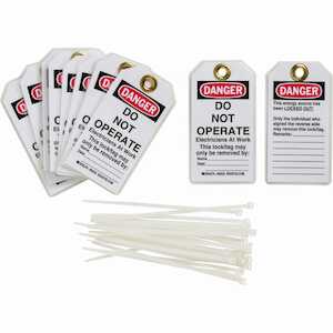 Brady DANGER Do Not Operate Electricians At Work Lockout Tag, Polyester, 5.75 x 3, 25/Pack