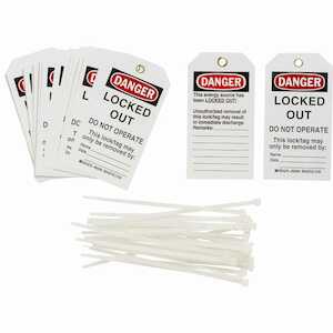 Brady DANGER Locked Out Do Not Operate Lockout Tagout Tag, Polyester, 5.75 x 3, 25/Pack