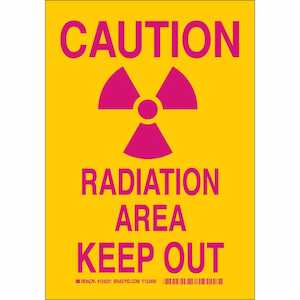 Brady CAUTION Radiation Area Keep Out Sign, 10" H x 7" W, Polyester