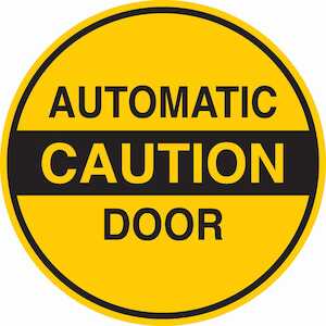 Brady Automatic Caution Door Sign, 6" Dia, Black on Yellow