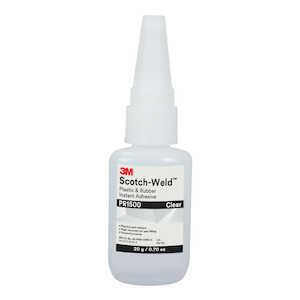 3M Scotch-Weld Plastic & Rubber Instant Adhesive PR1500, Clear, 20 Gram Bottle, 10/Case
