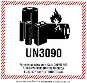 UN3090 LITHIUM BATTERY LABEL CHEMTREC