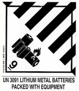 UN3091 LITHIUM METAL BATTERIES LABEL
