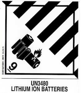 UN3480 LITHIUM ION BATTERIES LABEL