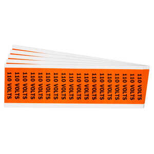 Brady 110 VOLTS Labels, .5" H x 2.25" W, Card of 18 Labels