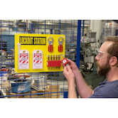 Brady 6-Lock Board with Keyed Alike Nylon Safety Lockout Padlocks