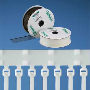 Panduit Pan-Ty Locking Ties on Reel, 4" (102 mm) L, Miniature, Nylon, Natural, 5000/Reel