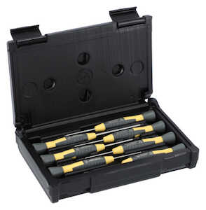 Lindstrom Tools Slotted and Phillips Screwdriver Set with Precision Grip - 7 Pieces
