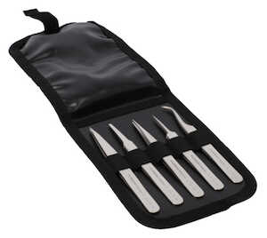 Lindstrom Tools Set of 5 Economy Tweezers