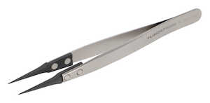 Lindstrom Tools Carbon Fiber Tweezers With ESD Safe Handles and Straight, Very Fine, Sharp Tips, 130 mm - 5.12"
