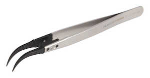 Lindstrom Tools Carbon Fiber Tweezers With ESD Safe Handles and Curved, Very Fine Tips, 130 mm - 5.12"