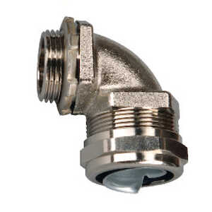 Heyco 1 90° Elbow Liquid Tight Conduit Fitting, NPT 1 Thread, 1.93" L, Brass, Nickel