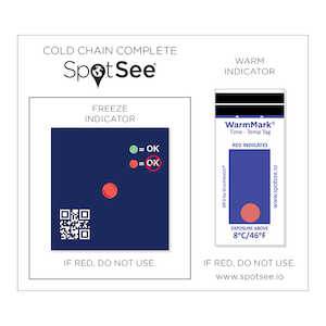SpotSee ShockWatch ColdChain Complete Temperature Complete, 0-8°C / 32-46°F