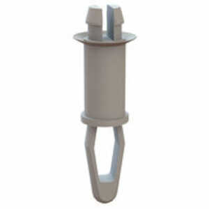 Micro Plastics Bayonet-Two Prong Support, Bottom Locking, .156" Mounting Hole Diam, .375" L, .156" Bottom Hole Dia, Nylon, Natural, 1000/PK