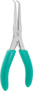 Excelta Plier, 2 Star Large 45° Bent Nose, Serrated Jaws, 440 Stainless Steel