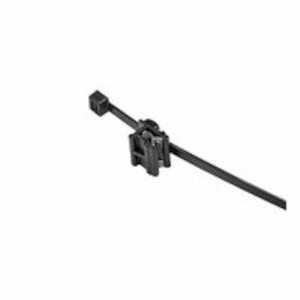 Richco Cable Tie Edge Clip Assembled, Perpendicular Tie Entry, Side Mount, .614" H, Nylon, Black, 100/Pack