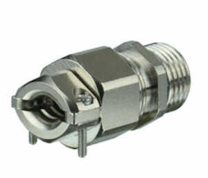 Heyco Clamping Liquid Tight Cord Grip, M10 x 1.5 Short Thread, 1.14 L, Brass, Nickel