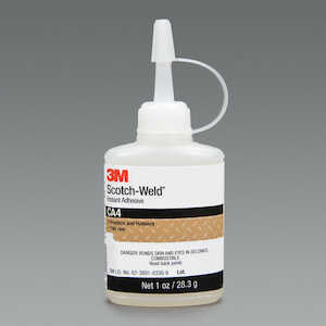 3M Scotch-Weld Instant Adhesive CA4, Clear, 1 fl oz Bottle, 12/Case