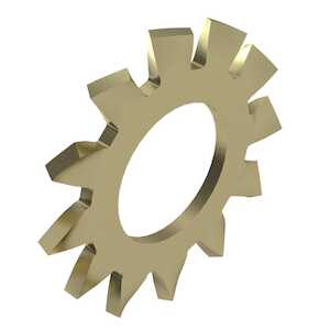 #10 External Tooth Lock Washer, .203" ID, .406" OD, .018" - .024 Thickness, Carbon Steel, Cadmium Yellow Finish, ASME