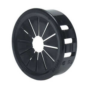 Heyco .5" Thick Panel Flexible Shutter Bushing, .6" Head Diameter, Black