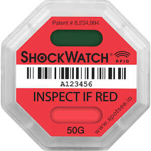 SpotSee RFID ShockWatch Impact Indicator, 50 G Range, Red