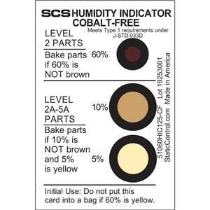 SCS Cobalt-Free Humidity Indicator Card 5-10-60%, 125/Pack