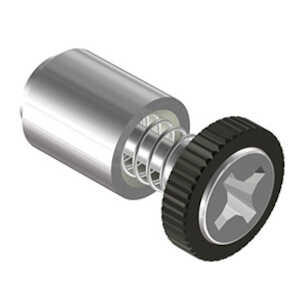 Southco Captive Screw, 4-40 Thread, Flare-in, Phillips, Knurled Black Knob