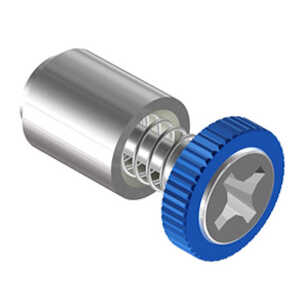 Southco Captive Screw, 4-40 Thread, Flare-in, Phillips, Knurled Blue Knob