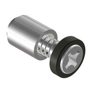 Southco Captive Screw, 4-40 Thread, Flare-in, Phillips, Smooth Black Knob