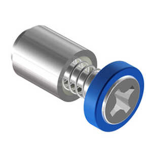 Southco Captive Screw, 4-40 Thread, Flare-in, Phillips, Smooth Blue Knob
