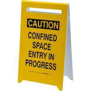 Brady CAUTION Confined Space Entry In Progress Sign, 20" H x 12" W, Black on Yellow