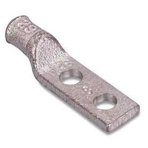 Cast Copper Four-Hole Heavy Duty Lug, Standard Barrel, Blank Tougue, Blind End, 6-3/8" L, Wire Size 1750 kcmil, Tin Plated, 3 Pack