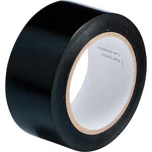Brady Floor Tape, Abrasion Resistant Vinyl, Solid Black, 2"