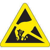 Brady Warning Label with Static Sensitive Devices Pictogram, Vinyl, Black on Yellow, 4" H x 4" W