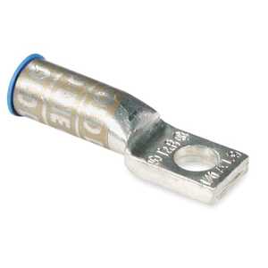 Color-Keyed Aluminum One-Hole Compact Size Lug, Short Barrel, Blind End, 2-1/2" L, Wire Size 4/0 AWG, 3/8" Bolt Hole Size, Tin Plated, Neoprene Insulating Cover, Die Color Code Olive, 5 Pack